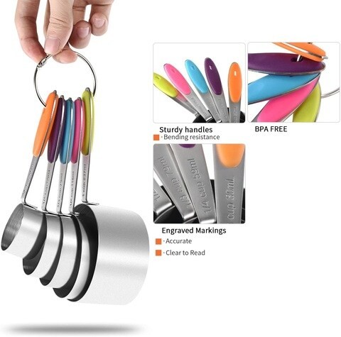 Zenhome 10-Piece Measuring Cup Set With Spoons - Multi Color