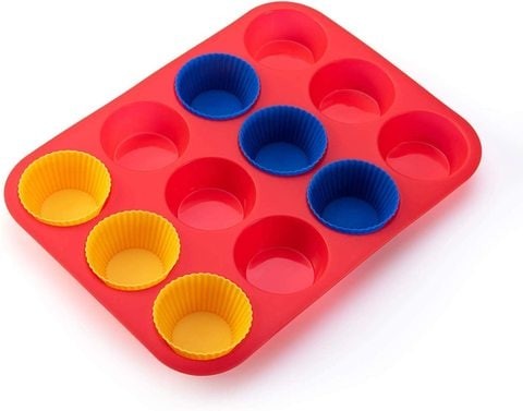 Sky Touch Round Silicone Cupcake Molds, 12 Pieces, 7 cm