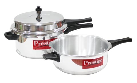 Prestige Popular 7.5 Ltr Aluminium Dp Combi Wos Cooker With Prestige Mid Size Container 12Pc