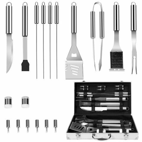 Aiwanto 19Pcs Kitchen Cooking Tools Kitchen Cooking Accessories Kit With Storage Bag Cooking Spoon Knife Set Barbecue Grill Utensils Set for Camping Traveling Gift