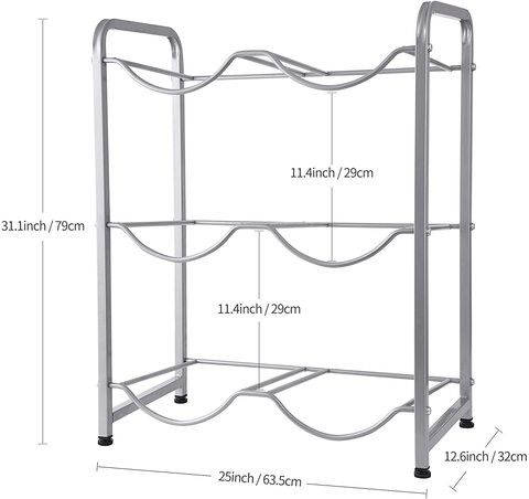 Tongle Water Cooler Rack 6 Bottles Water Bottle Storage Rack 3 Layers Silver