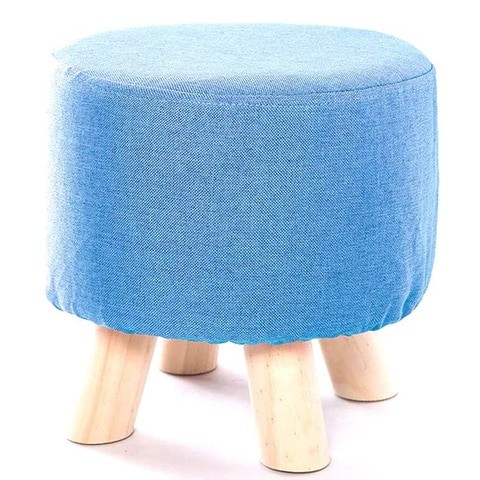 LINGWEI Round Footrest Ottoman Stool Pouffe Chair Round Foot Stool Chair Change Shoe Stool Feet Rest Stool Fabric Padded Seat Pouf Ottoman Blue
