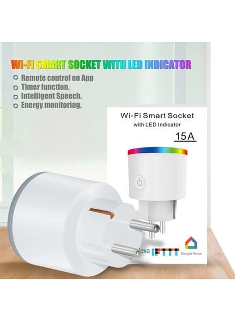 Generic 2-Piece Wi-Fi Mini Socket With LED Indicator Multicolour 83 X 52 X 52millimeter