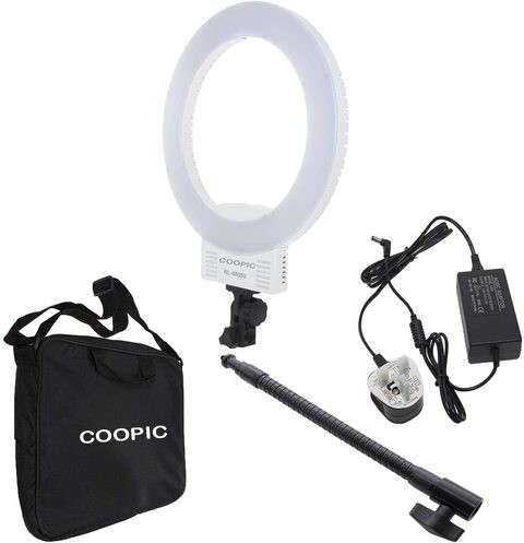 Coopic Rl-480Sii Bio-Color 3200K-5600K (12 Inches/31 Centimeters Outer, 36W, 240 Pieces LED Smd) Dimmable Ring Video Light With Bendable Tube (White Body)