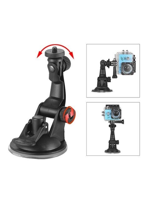 Generic - Car Suction Cup Mount With Tripod Adapter For Action Camera Black