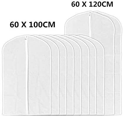 Generic Pack of 10 Hanging Full Zipper Suit Garment Bag Lightweight, For Closet Storage or Travel Clothes Cover (8 Medium And 2 Large), Clear