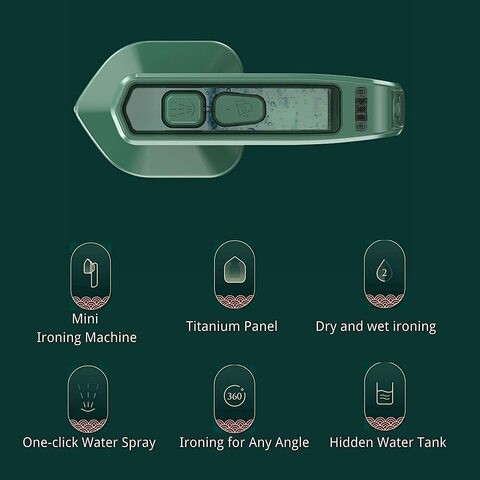 Professional Micro Steam Iron, Mini Steam Iron Handheld Portable, Travel Steam Iron, 100Ml Water Tank, Dry And Wet Ironing, Suitable for Home And Travel,Green