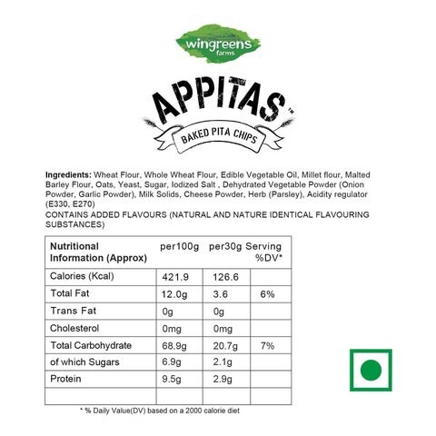 Wingreens Farms Appitas Sour Cream Pita Chips 150g