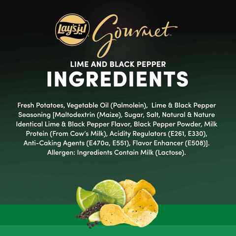 Lay&#39;s Gourmet Lime and Black Pepper Potato Chips 50g