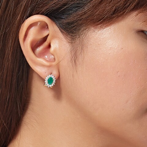 18k DIANA EMERALD EARRING 0.5 CTS-White Gold