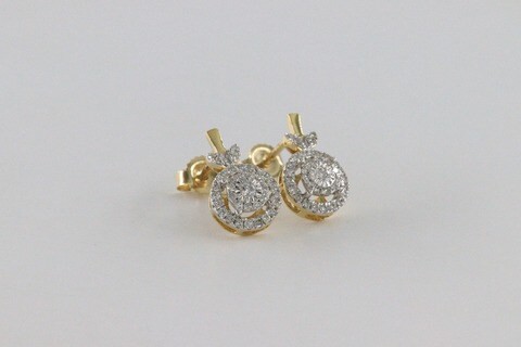 18k ILLUSION DIAMOND EARRING 0.29 CTS-Yellow Gold