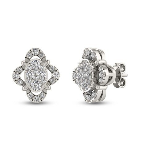 18k ILLUSION DIAMOND EARRING 0.25 CTS-Yellow Gold