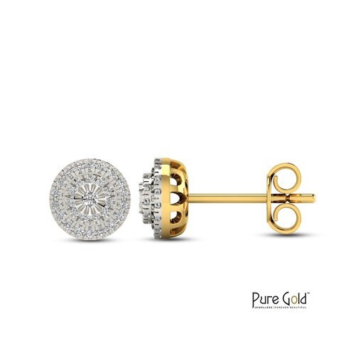 18k ILLUSION DIAMOND EARRING 0.24 CTS-Yellow Gold