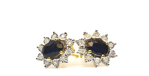 18k DIANA SAPPHIRE EARRING 0.12 CTS-Yellow Gold