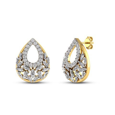 18k ILLUSION DIAMOND EARRING 0.42 CTS-White Gold