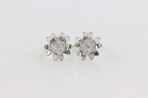 18k ILLUSION DIAMOND EARRING 0.16 CTS-White Gold