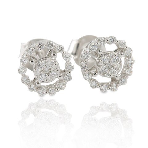 18k ILLUSION DIAMOND EARRING 0.3 CTS-White Gold