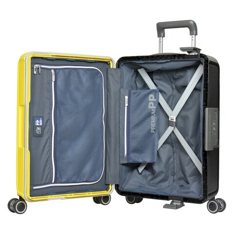 Eminent Brand Hardsided PP Small Cabin Size 53 Centimeter (20 Inch) 4 Twin-Wheel Spinner Luggage Trolley in Yellow with Black Color B0006M-20_YEL