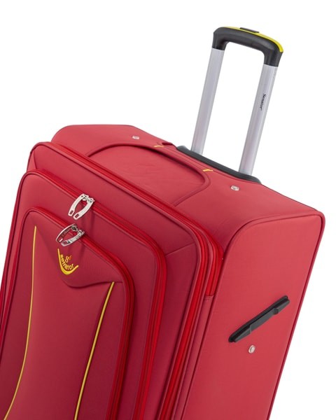 Senator Brand Softside Small Cabin Size 55 Centimeter (20 Inch) 4 Wheel Spinner Luggage Trolley in Red Color LL032-20_RED