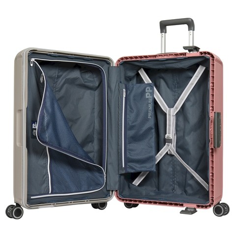 Eminent Brand Hardsided PP Small Check-in Size 66 Centimeter (26 Inch) 4 Twin-Wheel Spinner Luggage Trolley in Grey with Pink Color B0006M-26_GRY