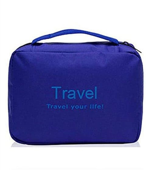 Hanging Travel Toiletry Bag Cosmetic Make up Organizer for Women and Girls Waterproof. (Blue)