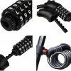 RAG&amp;SAK&reg; 1.2M/4 Ft 5-Digit Code Bike Lock Coiling Re-settable Coded Combination Cable Bike Locks Anti Theft Cycling Password Lock - Black