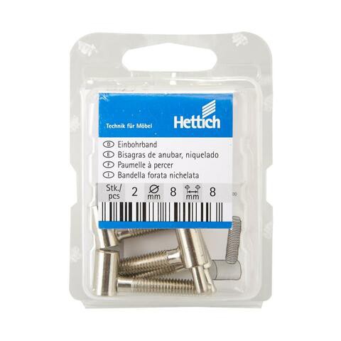 Hettich Drill-In Hinge &ndash; Nickel Plated (8 X 28 Mm, 2 Pieces)