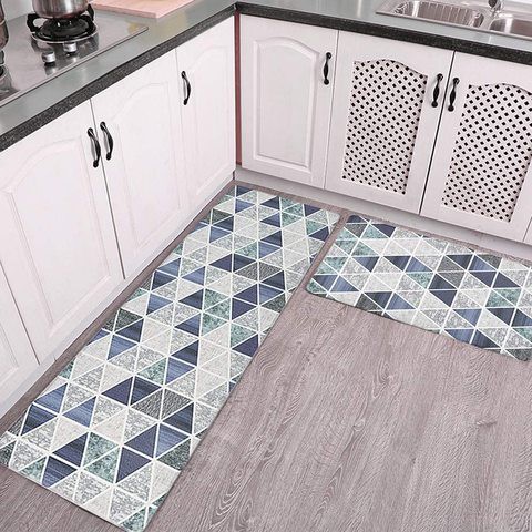 Slip Kitchen Rugs Set of 2 Pieces, Kitchen Floor Mats, Non-Skid Rubber Backing Area Rugs for Kids Carpet Runner Rugs (Geometry)-17.7&times;29.5 in and 17.7&times;59 in