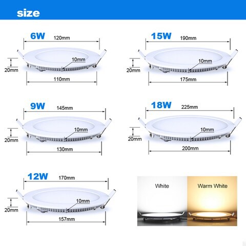 Generic-Ultra Thin 6W Recessed Ceiling Panel Lamp Down Light Circular Round Shape AC85-265V 30 LED for Bedroom Living Room Dining Hall Cafe Shop Home Decoration