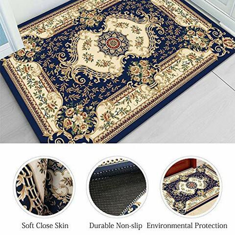 Front Door Mat, European Style Check Rugs, Rubber Non Slip Backing Door Mats, Washable Carpet for Outdoor Front Porch/Kitchen/Bedroom/Entryway - 19.7&times;31.5in (Blue B)