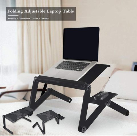 NuSense Adjustable Aluminum Computer Desk Table Folding Laptop Notebook PC Stand Holder Bed Tray