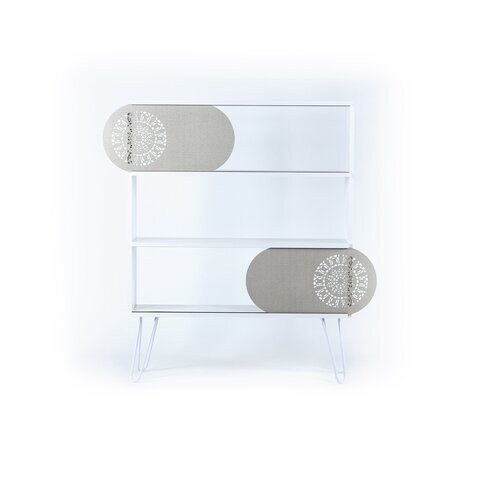 Home Canvas Illia 3Shelves Bookshelves With Metal Leg - White