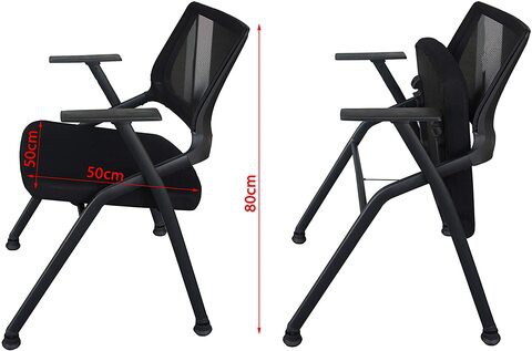 Mahmayi 632L Black Ergonomics Folding Chair Computer Chair, Visitor Chair, Back Rest Chair Visitor Conference Chairs , Heavy Duty Steel Can Hold Upto 150KG (Without Wheels)