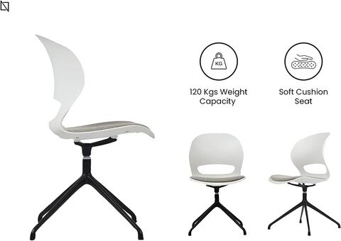 VIS Chair, Premium Meeting &amp; Visitor Chairs, Swivel Chair With Soft Cushion Seat By Navodesk (White)