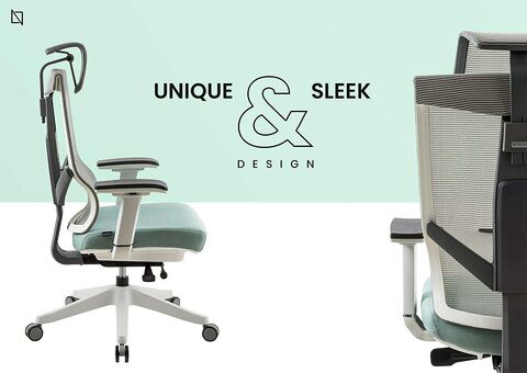 Aero Mesh Ergonomic Chair, Premium Office &amp; Computer Chair with Multi-adjustable features by Navodesk (MINT GREEN)