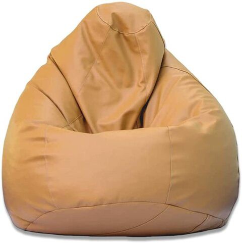 Luxe Decora PVC Leather Bean Bag Combo (Orange &amp; Beige)