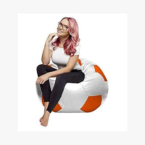 Luxe Decora Football Bean bag White/Orange