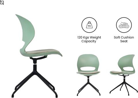 VIS Chair, Premium Meeting &amp; Visitor Chairs, Swivel Chair With Soft Cushion Seat By Navodesk (Sage Green)