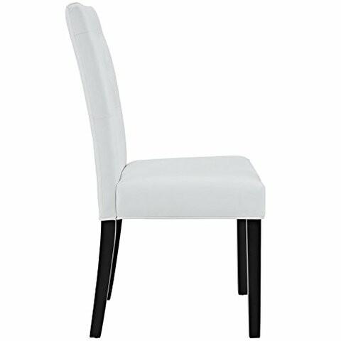 Modway Confer Modern Tufted Faux Leather Upholstered Parsons Kitchen and Dining Room Chair in White