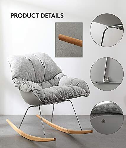 KAI Rocking Chair, Modern Nordic Lounge Chair, Lazy Chair with soft fabric Cushion By Daamudi (Sage Green)