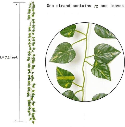 Generic Artificial Ivy Leaf Plants Vine- Hanging Garland Fake Foliage Flowers For Home Kitchen Garden Office Wedding Party Wall Decor(12 Strands,2.2M)
