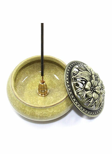 Generic Ceramic Incense Holder Yellow/Gold 3.9 x 2.8inch