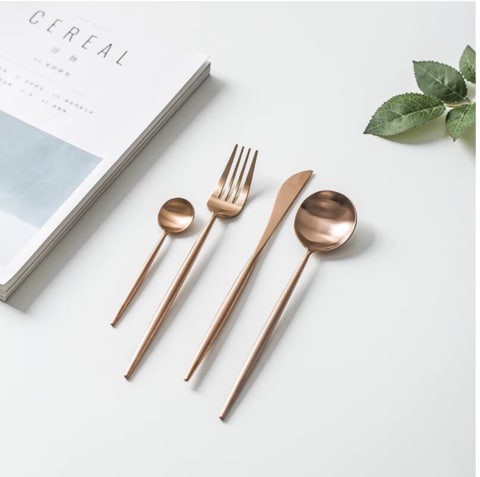 TAKUMI Rose Gold Cutlery Set | Silverware| Set 16 Piece Stainless Steel by SimplyChef