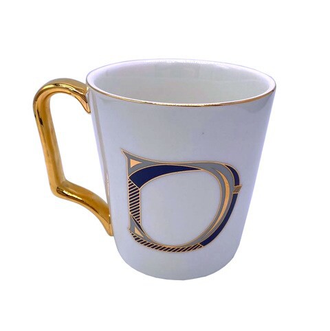 H&amp;L Zakka - Simple &amp; Elegant Ceramic Letter Cup (D) with Gold Handle