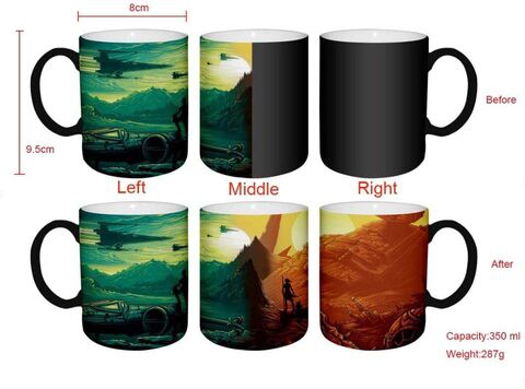 Faha Mug Changing Color (Green) Star Wars, Ceramic Cup, Heat-Sensitive, Creative Birthday Gift