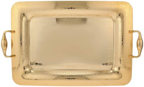 Almarjan 18/10 Stainless Steel Serving Tray, Gold, Thrg2618/S/G822S