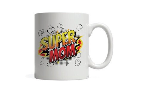 Giftmate Super Mom Printed Ceramic Tea and Coffee Mug 320ml