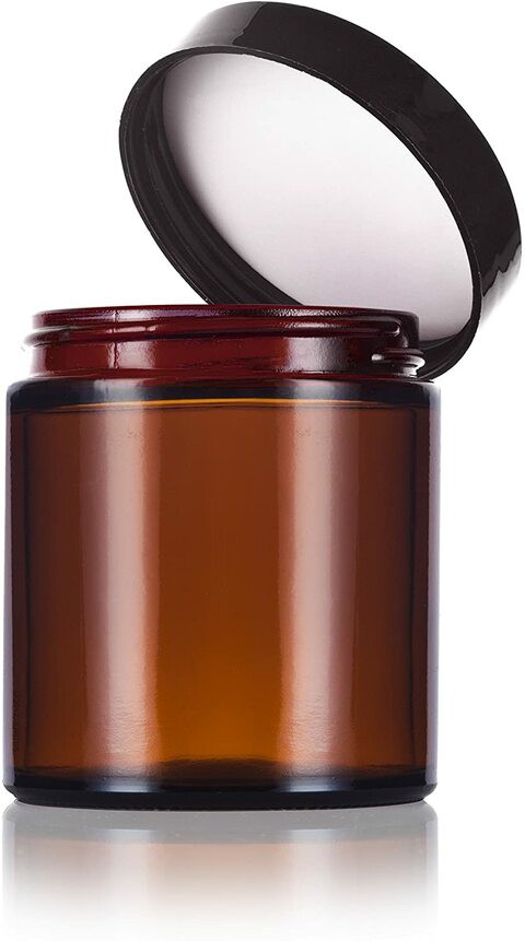 FUFU 6Pack amber Round Glass Pot Jars, 100g Empty Jars with Lids, Refillable Cosmetic Containers, Travel Jars for Lotion, Cream, Slime, Cosmetic