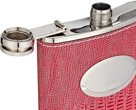 Praneel Hip Flask Steel Pink Color Leather Type