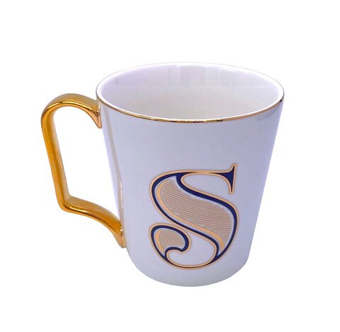 H&amp;L Zakka - Simple &amp; Elegant Ceramic Letter Cup (S) with Gold Handle